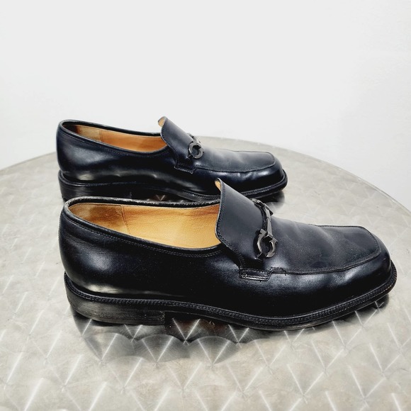Vintage Salvatore Ferragamo Black Leather Slip on Moccasin Gancini Horsebit 8.5D - Picture 9 of 13